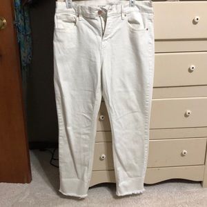**SOLD**  Perfect Straight frayed, white pants